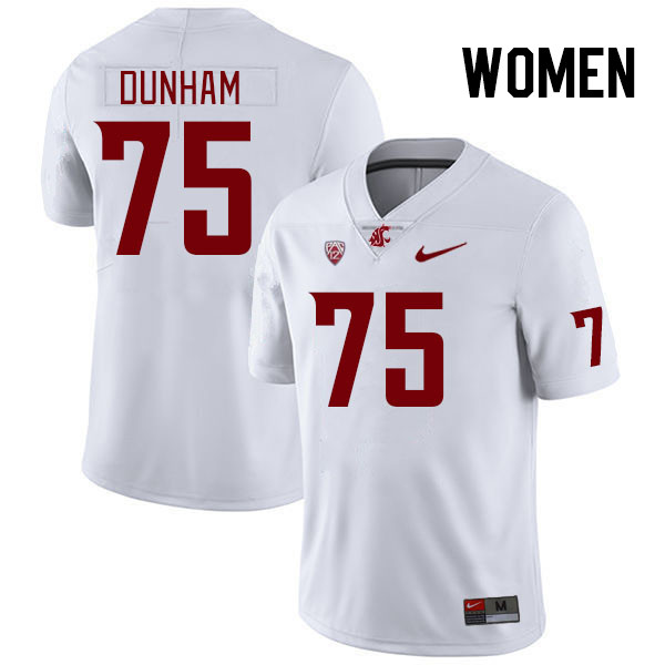 Women #75 Noah Dunham Washington State Cougars College Football Jerseys Stitched Sale-White - Click Image to Close